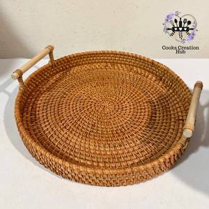 Deluxe Quality Heart Shape Rattan Serving Tray Large Size Kitchenware Tableware Food Serving Tray From India - Product Image 2