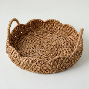 Round Rattan Eco-Friendly <b>Camping</b> Serving Tray with Handles Minimalist Design for Kitchen <b>Table</b> Use - Product Image 6