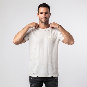 Camiseta de Algodón Desgastada Personalizada para Hombre, Corte Regular, Manga Corta Informal, Estilo Urbano Vintage - Product Image 4