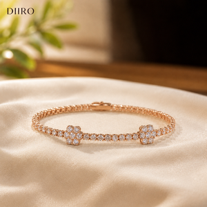 Custom Plated White <b>Gold</b> Flower Tennis Bracelet Brilliant Round Diamond Engagement Moissanite Women's Jewelry - Product Image 4