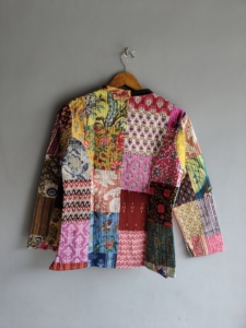 <b>Quilted</b> Patchwork Jacket Women's Mandarin Collar Full Sleeve Cotton Autumn Style Regular Length <b>Single</b> Button Patch Pocket gift - Product Image 6