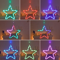Guirlande lumineuse LED en forme d'étoiles, alimentée par piles, avec ventouses, pour décorations de Noël, de fêtes, de fenêtres et de murs