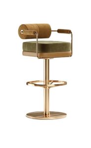 Modern Stainless Steel Counter <b>Stool</b> Adjustable Iron Base <b>Leather</b> Cushion Home Decor Bar <b>Stool</b> Coffee Shop High Chair METAL WAVE - Product Image 5