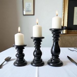 Juego de 3 Portavelas de Madera Hechos a Mano, Estilo Rústico, para Decoración del Hogar - Product Image 2
