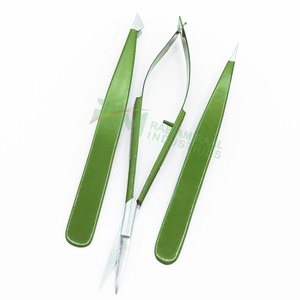 Pinza para cejas RMI con punta plateada y recubrimiento en polvo verde, personalizada, y pinza para cejas de punta fina / tijeras de cejas con resorte - Product Image 6