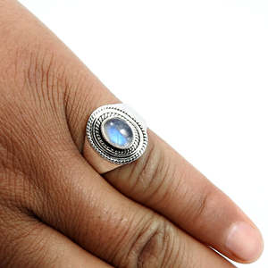 Brilliant Oval Shape Rainbow Moonstone Gemstone <b>Ring</b> Made of 925 Sterling Silver Cute Wedding <b>Ring</b> Fine Gemstone <b>Boho</b> Jewelry - Product Image 2