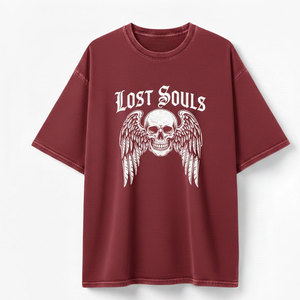 Camiseta para hombre con efecto acid wash, tela de algodón suave, estilo vintage desgastado, transpirable, cómoda, corte relajado, ideal para uso diario informal. - Product Image 1