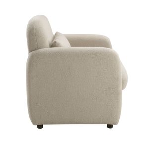 Poltrona Comfort Contemporanea in Tessuto Bouclé Taupe con Struttura in Compensato e Cuscino, per Soggiorno Accogliente - Product Image 6