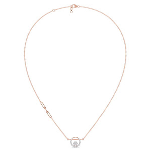 <b>Floating</b> Orbit Diamond Necklace with Circular Rose Gold <b>Frame</b> and Suspended Sparkle Center Design - Product Image 4