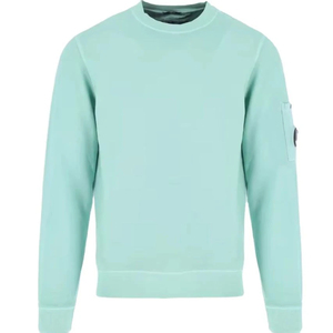 เสื้อสเวตเชิ้ตคอกลมสีเขียวอ่อนสำหรับผู้ชาย ทรงปกติ สีพื้น สวมใส่สบายๆ ในฤดูใบไม้ร่วง ผ้าถัก 100% คอตตอน มีกระเป๋าที่แขนซ้าย - Product Image 1