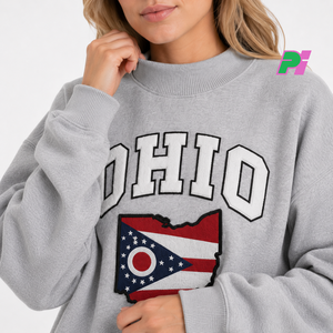 Sudadera OHIO para Mujer, Cuello Alto, Color Marrón, 100% Algodón, Estilo Urbano, Ecológica, Talla Grande, con Aplicaciones Personalizadas - Product Image 6