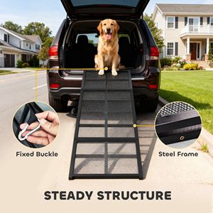 Rampa per Cani Extra Lunga e Larga 190x50 cm, Pieghevole e Portatile con Superficie Antiscivolo per Animali Domestici di Taglia Grande e Piccola - Product Image 6