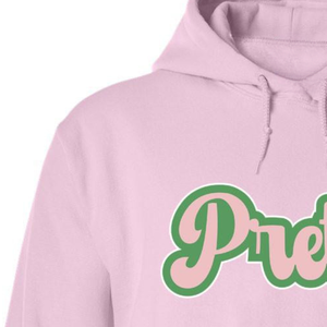 Sudadera con Capucha AKA Pretty Hoodie, Sudadera con Capucha de Felpa Premium, Ropa Personalizada para Hermandades Griegas, Sudadera Informal para Mujer, Rosa Claro y Verde - Product Image 3
