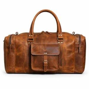 Fashionable <b>Leather</b> Duffle <b>Holdall</b> Spacious Interior Reinforced Carry Handles Reliable Zip Closure Polyester Soft Elegant Travel - Product Image 4