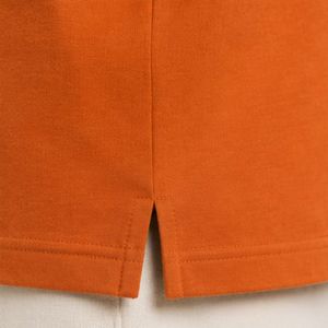 เสื้อยืดสีส้มโอเวอร์ไซส์ผู้ชาย ปักลายดอกไม้ตามสั่ง ผ้าคอตตอนหนา สตรีทแวร์ คอกลม แขนสั้น สวมใส่สบายทรงหลวม - Product Image 6