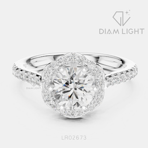 Bague de fiançailles en or blanc 14 carats avec halo de diamants de laboratoire de 1,147 carats, coupe ronde, bague de mariée, certifiée IGI, bijoux fins, idéale pour offrir - Product Image 1