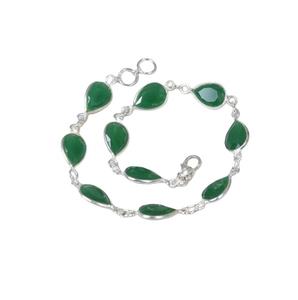 Green Onyx 925 Sterling <b>Silver</b> Gemstone Adjustable Handmade <b>Bracelet</b> Jewelry May Month Birthstone Gift for Her 10 Stone <b>Bracelet</b> - Product Image 1