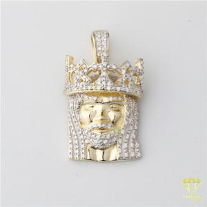 Urban Style <b>King</b> Jesus Head Pendant With Premium Moissanite Diamond Shine - Product Image 2