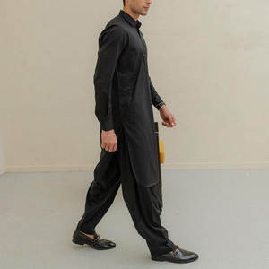 Ensemble Kurta pour homme à col rabattu, design ODM, dernière mode, tenue de mariage et de fête, pantalon Shalwar, costume 2 pièces, Bandhgala respirant - Product Image 3