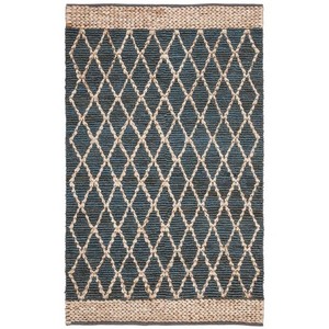 Modern Flat Weave Handmade Jute Area <b>Rug</b> Rectangle Geometric Pattern Navy Beige Eco-Friendly Pet-Friendly <b>Outdoor</b> Indoor Use - Product Image 5