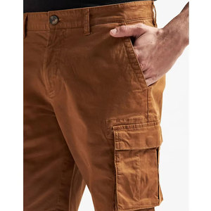 Shorts cargo marron pour homme, taille mi-haute, en toile, décontractés, respirants, avec poches, fermeture boutonnée, couleur unie, longueur Bermuda - Product Image 5