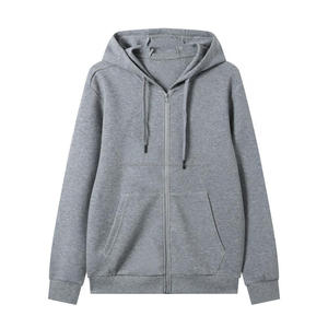 Sweat-shirt à capuche zippé décontracté pour homme, couleur unie, avec fermeture éclair personnalisable, ample, printemps et automne - Product Image 1