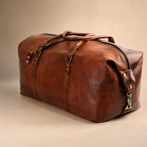 Vintage Brown Leather Duffel Bag Travel Weekender Gym Overnight <b>Luggage</b> Carry Bag with Handles for Men Women - Product Image 3