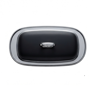 Beurrier en aluminium noir mat de qualité supérieure avec couvercle, design minimaliste pour la cuisine - Product Image 1