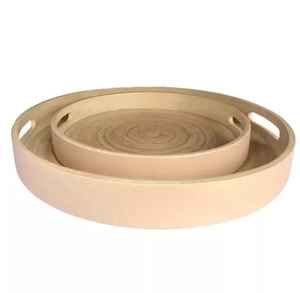 Bandeja de madera personalizada de alta calidad, estilo popular, bandeja redonda de madera para servir alimentos, todos los tamaños, para restaurante, hotel, hogar, jardín. - Product Image 1