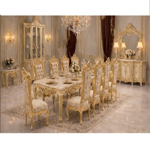 Juego de Comedor de Lujo Tradicional Estilo Maharaja, Mesa para 10 Personas, Muebles de Comedor Tallados a Mano para Uso en Hoteles, EE. UU. - Product Image 1