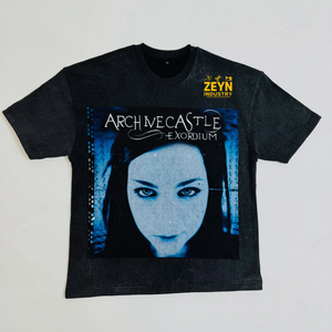 T-shirt noir pour homme ZEYN INDUSTRY, impression photo Archme Castle Exordium, manches courtes, col rond, jersey décontracté en coton, coupe classique - Product Image 1