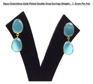 Gold Plated <b>Turquoise</b> Drop <b>Earrings</b> Women's Minimalist Water Drop Shape Bezel Setting Everyday Wear Jewelry - Product Image 5