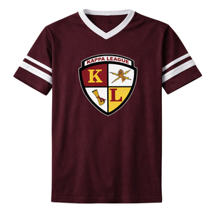 T-shirt en jersey à col en V avec écusson Kappa Alpha Psi Kappa League, couleur marron et blanc, vêtement de fraternité grecque au design classique et confortable - Product Image 4