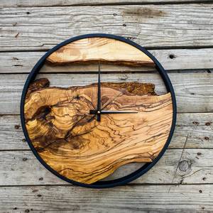 Hand Crafted Round Teak Wood Wall <b>Clock</b> Natural Grain Decorative Timepiece Framed Wooden <b>Clock</b> for Living Room Bedroom - Product Image 3