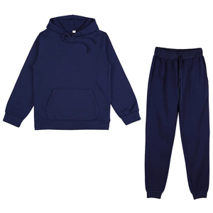 Chándal Unisex Negro con Capucha, Manga Larga, Color Sólido, Pantalones Deportivos Casuales con Bolsillos con Cordón, Algodón de Peso Medio, Ropa de Otoño - Product Image 2