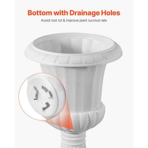 Bianco classico 9.8X16.5 pollici di plastica urna fioriera 2 Pack per interni esterno portico anteriore festa di nozze evento Home Stage giardino - Product Image 5