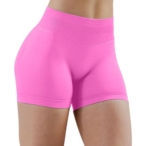 Shorts de yoga pour femmes sans coutures, matière extensible douce, taille élastique, couleur personnalisable pour les commandes en gros. - Product Image 1