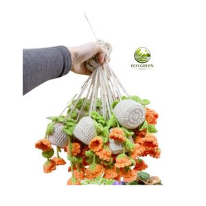 Cesta Colgante de Flores Amigurumi Personalizada, Hecha a Mano, Decoración Floral, Maceta de Hilo Suave para Decoración de Interiores, Venta al por Mayor - Product Image 6