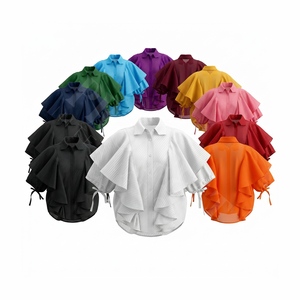 Blusa de Trabajo Elegante con Volantes y Mangas con Lazos, Camisa de Vestir Informal de Moda con Botones y Corte Holgado - Product Image 1