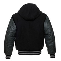 Dernier style – Blouson universitaire personnalisé respirant à col montant pour homme, avec manches en laine noire et capuche, idéal pour le printemps – Prix de gros