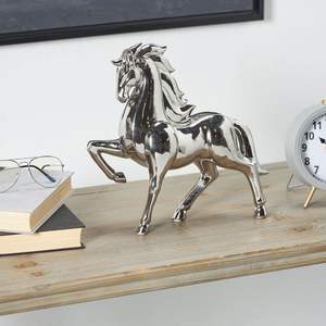 Escultura de caballo de aluminio fundido, elegante estatua metálica de gallo galopante, pieza central para decoración de interiores de lujo. - Product Image 4