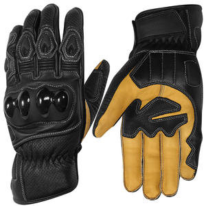 SAAR INDUSTRIES Leather Motorcycle Riding <b>Gloves</b> <b>Touch</b> <b>Screen</b> Breathable Non-Slip Full Finger Hook Loop Closure Universal Racing - Product Image 1