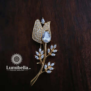 White Crystal Alloy Brooch Pin for Wedding & Engagement - Product Image 3
