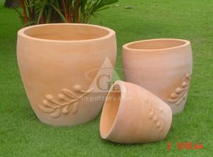 Pot rond en mosaïque de terre cuite avec finition sculptée à la main, écologique, pour la maison et le jardin, pots et jardinières à fleurs - Product Image 3