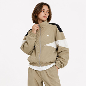 Custom Brand Women Neutral Tone Windbreaker Tracksuit Set <b>Lightweight</b> Zip Up Windbreaker <b>Jacket</b> Custom Athleisure Jogger Set USA - Product Image 4