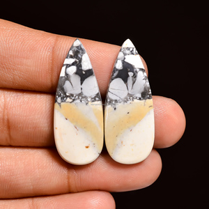AAA Natural Maligano Jasper Piedra Natural Piedra Artificial Forma de pera Cabujón Par de piedras preciosas para la fabricación de joyas Pendientes Piedra - Product Image 1