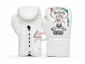 Derniers gants de boxe en cuir originaux, design unique Pit Bull, ligne Isaac Cruz Championship, No Boxing No Life, avec lacets. - Product Image 2