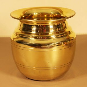 หม้อทองเหลืองขัดเงาขนาดกลาง 500 มล. สำหรับพิธีกรรมตกแต่งบ้าน ขนาด 9 ซม. - Product Image 3