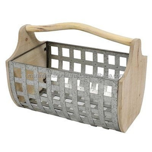 Carrito de metal galvanizado de diseño moderno con 4 compartimentos \ utensilio de picnic de cocina de granja rústica Holderh - Product Image 2