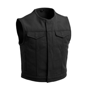 Chaleco de Cuero Negro Premium sin Mangas para Motociclistas, Estilo Urbano, con Cierre Frontal Doble - Product Image 4